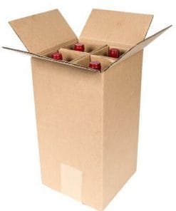shipping box for four glass bottles